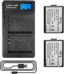 2 X LP-E10 Batterie de Rechange et LCD Chargeur Double Compatible avec Canon EOS 1100D,1200D,1300D,EOS Rebel T3,T5,T6,Kiss X50,Kiss X70 Digital SLR Camera(Q1427)