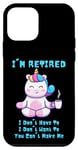 Coque pour iPhone 12 mini Cadeau de départ à la retraite Licorne avec inscription I'm Retired