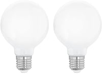 Eglo Ampoule LED globe E27, lampe Milky en verre opaque, 9 watts (correspond à 75 watts), 1055 lumens, blanc chaud, 2700 Kelvin, G80, Ø 8 cm (Lot de 2)