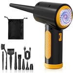 ZORUMAN Compressed Air Cleaner for PC, Rechargeable Cordless Air Duster with Led Light, 3 Speeds 91000 RPM, Electric Air Duster Air Blower Cleaner for Laptop, Keyboard, Home Car Cleaning, Yellow