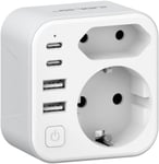 Adaptateur Prise Usa,6 En 1 Adaptateur Voyage France Vers Usa Canada Avec 2 Usb A Et 2 Type C(17W) Et 2 Prise,Type B Pour Canada Américaine Mexique Thailande Dominicaine(Blanc)[MUL210771]