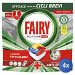 4x Fairy Tabs Lave-Vaisselle 22 Pièces Platinum Plus Citron Made IN Italy