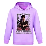 The Addams Family Tema Hoodies Flickor Wednesday Tryckt Långärmad Huvtröja Casual Pullover Toppar Purple 7-8 Years