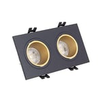 Xanlite SP502TCANO LED Plafond encastrable-Spot 2 têtes GU10 50W 2700K Carré orientable Or IP20-SP502TCANO, Noir & doré
