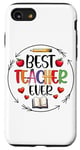 Coque pour iPhone SE (2020) / 7 / 8 Best Teacher Ever Crayon Apple Heart Book