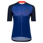 GORE WEAR Women's Breathable Cycling Jersey, Grid Fade 2.0, Fast Moisture Wicking, With Pockets, Short Sleeve Cycling Shirt, Ultramarine Blue/Firebal, 42