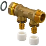 UPONOR Q&E FORDELERRØR M/2 AVSTIKK 3/4" M/OMLØPER TIL 15MM PEXRØR CC/35MM