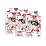 Fujifilm Instax Mini Photo Film Heart Sketch 30 Shot Pack (16799926x3)