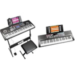 RockJam RJ761 61 Key Keyboard Piano with Keyboard Bench, Digital Piano Stool, Sustain Pedal and Headphones & 2022 61 Key Keyboard Piano