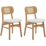 Wahson Office Chairs - Chaises de Salle à Manger Lot de 2 Chaise Salle a Manger en Bois avec Coussin Chaise Rotin Confortable, Fausse Fourrure, Beige