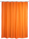 WENKO Rideau de douche anti-moisissure orange, rideau textile avec effet anti-moisissure pour la salle de bain, lavable, hydrofuge, avec anneaux pour fixation à la barre de douche, 180 x 200 cm