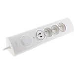 HBF - Multiprise d'angle 3P 16A + 1P 16A latérale + 2 usb parafoudre précâblée - Otio