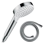 Pommeau de douche - HANSGROHE - Crometta EcoSmart - Blanc/chromé - Largeur agréable - Douchette EcoSmart