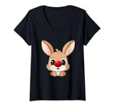 Womens Red Nose Rabbit Cute Rabbit Red Nose 2024 Men Women Kids V-Neck T-Shirt