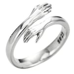 925 Sterling Silver Smycken Love Kram Ring Retro Mode Tide Silver