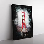 Big Box Art Golden Gate Bridge Paint Splash Canvas Wall Art Print Ready to Hang Picture, 76 x 50 cm (30 x 20 Inch), White, Grey, Lavender, Brown, Mauve