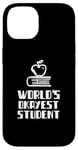 Coque pour iPhone 14 Étudiant le plus cool du monde, jeu de mots, paresseux, stupide, université