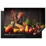 KitchenYeah© Protection Plaque Cuisson Deco Cuisine Cache Induction 76x51 cm Protège Pour Cuisiniere Protection Légumes - Fruits - Rustique - Table