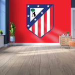 Licence Decor Atlético de Madrid Papier peint en vinyle – Taille M (h x l) – 185 cm (H) x 100 cm (l) – Blason en couleur sur la marque rouge