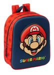 SUPER MARIO 3D - Sac à dos de crèche 3D, adaptable au chariot, nettoyage facile, idéal pour les enfants de différents âges, confortable et polyvalent, qualité et résistance, 22 x 10 x 27 cm, bleu