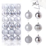 36PCS Christmas Ball Ornaments Set Julgranshänge SILVER Silver