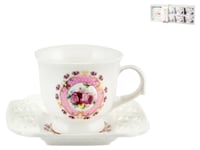 Lot 6 Tasses Café' en Porcelaine Déco Fleurs Rose Co Royal Norfolk