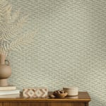 Raised Twill Metallic Wallpaper Shiny Textured Weave Holden 75980 Sage Green