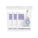 simplehuman CW0251 code B Custom Fit Bin Liner Bulk Pack, White Plastic (3 Pack of 30, Total 90 Liners)