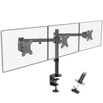 PUTORSEN Support de Bureau PC Moniteur pour 3 Écrans LCD LED de 13"-27" - Clamp Équipé, Charge Max 7 kg par Moniteur