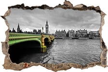 pixxp Rint 3D WD 4839 62 x 42 Skyline de Londres avec Tamise et Big Ben percée 3D Sticker Mural Mural en Vinyle Noir/Blanc 62 x 42 x 0,02 cm