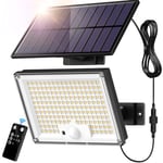 Lampe Solaire Extérieur 172 LED 3 Modes Lumière Solaire Extérieure Détecteur de Mouvement, Lampe Solaire IP65 Eclairage Exterieur Solaire, LED Spot Solaire avec Câble de 5M pour Jardin, Garage