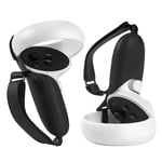 Housse De Poignée En Silicone Avec Manchon De Protection À Sangle Fixe Réglable Pour Accessoires De Manette Oculus Quest 2 - Noir