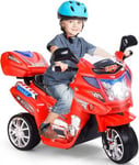 Moto Electrique 3 Roues Enfants Interrupteur au Pied avec Fonction Avant Arriere Panneau de Commande Rouge