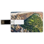 16G USB Flash Drives Credit Card Shape United States Memory Stick Bank Card Style Central Park from the Air Surrounded by Buildings Downtown View Decorative,Fern Green Sand Brown Waterproof Pen Thumb