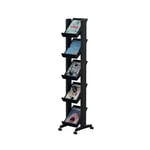 Fast Paper 5 Shelf Mobile Literature Display Narrow Black F259N01