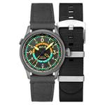 AVI-8 Flyboy Wingman Worldtimer GMT Montre automatique avec bracelet en cuir pour homme 41 mm, Gris tropical