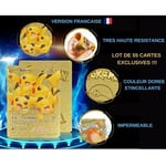 Carte Pokémon Française - 55 Cartes Françaises Plaquées Or Brillantes - Rare - Fire Charizard Gx, Pika-Chu Vmax... - Cartes Sans Doublons - Jouet Amusant Pour Enfants - Cartes De Noël Et Cadeaux D'anniversaire Ruioiu