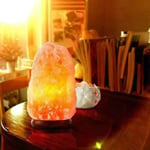 Rock Salt Table Lamp 100% Natural Pink Himalayan Crystal Side Light Wooden Base