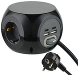 TESSAN Multiprise USB Cube avec 6 Prises Française Multiple et 3 Ports USB,  9 en 1 Bloc Multiprise Electrique 3M avec Interrupteur, Rallonge Multiprise  3M Convient à La Maison et au Bureau