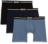 BOSS Men's 3 Pack Bold Logo Cotton Stretch Boxer Briefs Trunks, Denim/Navy/Black, XS