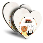 2x Heart MDF Coasters - Cute I love you So Much Bears  #14776