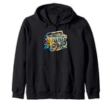 Polygon Art Boombox Old School 80s Music Hip Hop Zip Hoodie