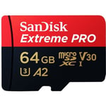 Sandisk A2 Extreme Pro Carte micro SD 170 Mo - s A2 V30 U3 Carte TF 64 Go Carte mémoire avec adaptateur SD