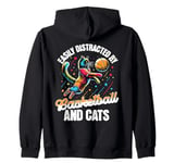 Love Cats and Basketball - Easily Distracted Zip Hoodie