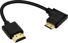 Mini Câble Hdmi Vers Hdmi 15 Cm 90 Degrés Haute Vitesse 4K Mini Hdmi Mâle Vers Hdmi Mâle Cordon Court Prend En Charge Ethernet, 3D, Retour Audio (Black Right)[VID060866]