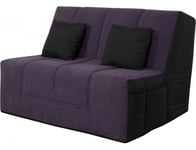 Canapé lit Well bz 140 tissu aubergine matelas Simmons 45kg