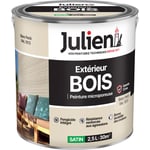 Peinture Bois Microporeux Extérieur Satin - Portes, fenêtres, portails, mobilier de jardin - Blanc Perle 2,5 l - Julien