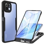 CENHUFO Coque Xiaomi Mi 11 Lite 5G NE /5G /4G, Antichoc Housse avec Protection écran, 360° Protégé Téléphone Etui Double Face Case Transparent Portable Intégrale Coque pour Mi 11 Lite 5G/4G - Noir