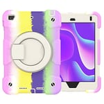 Case for iPad 7.9 Inch Compatible with iPad Mini 5/4 Generation Heavy Duty Shockproof Protective Case with 360° Rotating Stand and Shoulder Strap, Colourful Purple