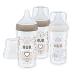 NUK Perfect Match flaskpaket om 3 med temperatur Control 260 ml från 3 månader i vitt och beige